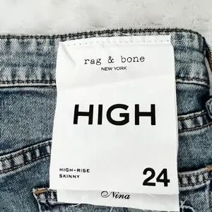 【関税込み】rag & bone ホワイト Nina ジーンズ $195 NWT RAG & BONE Sz27 NINA HIGH-RISE SKINNY STRETCH DENIM